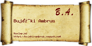 Bujáki Ambrus névjegykártya