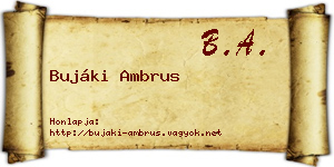 Bujáki Ambrus névjegykártya
